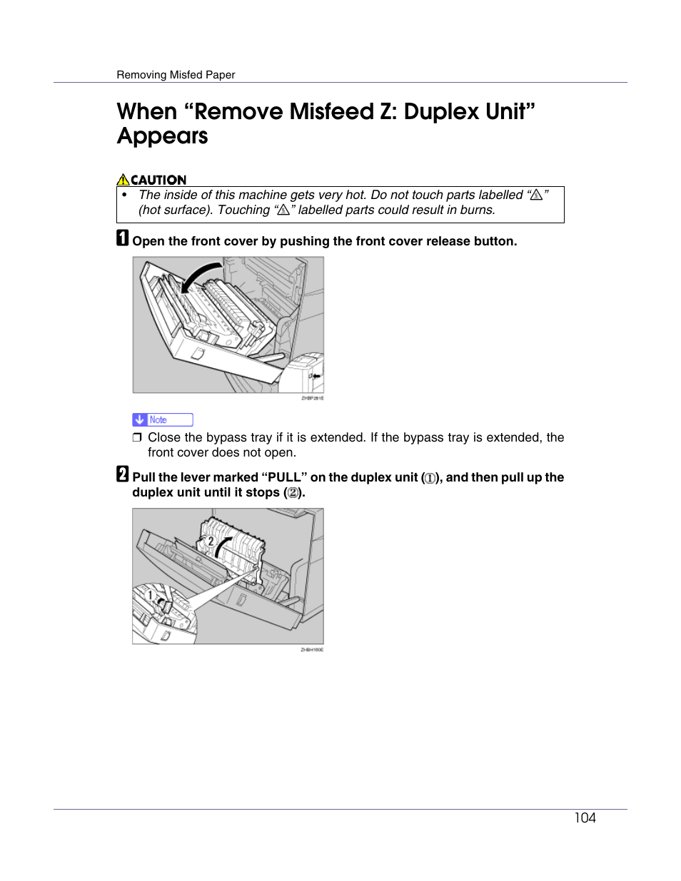 When “remove misfeed z: duplex unit” appears | Lanier LP222cn User Manual | Page 524 / 536