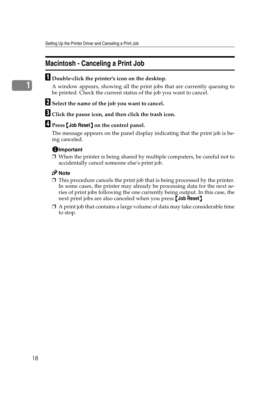 Macintosh - canceling a print job | Lanier AP2610 User Manual | Page 26 / 182