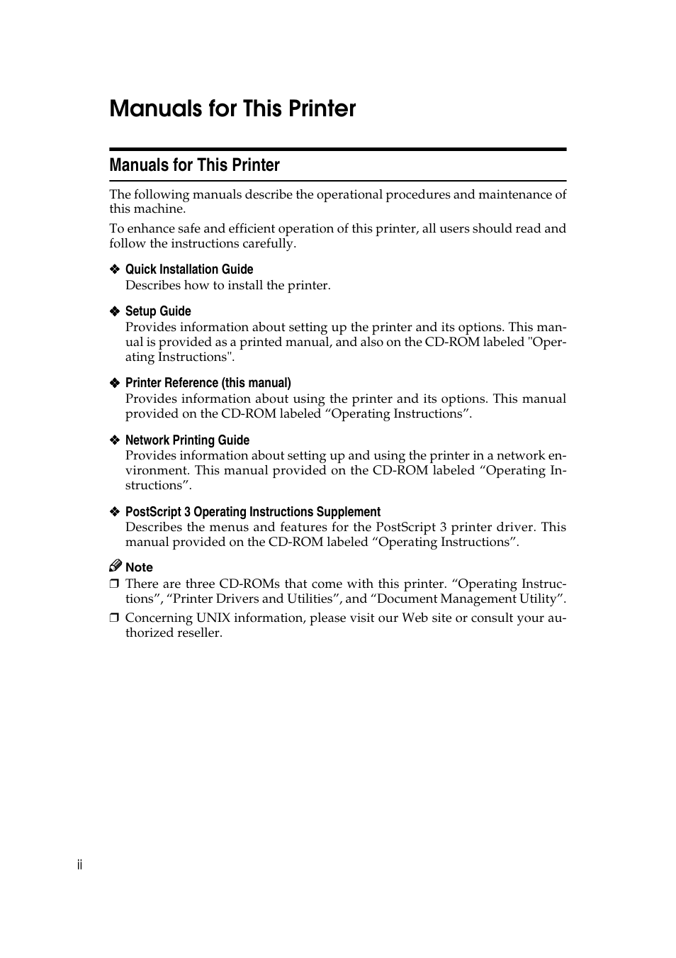 Manuals for this printer | Lanier AP2610 User Manual | Page 4 / 182