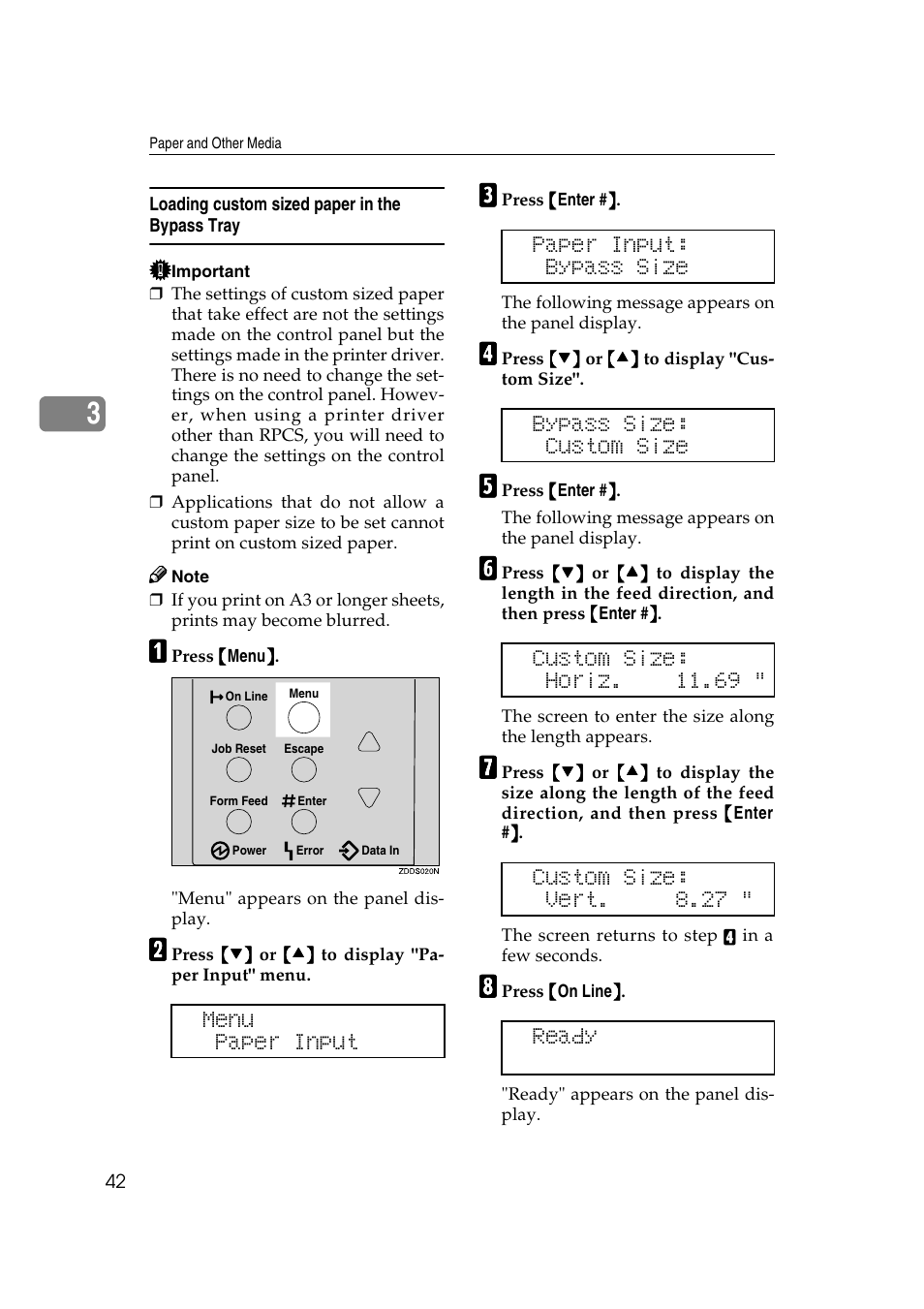 Loading custom sized paper in the bypass tray | Lanier AP2610 User Manual | Page 50 / 182