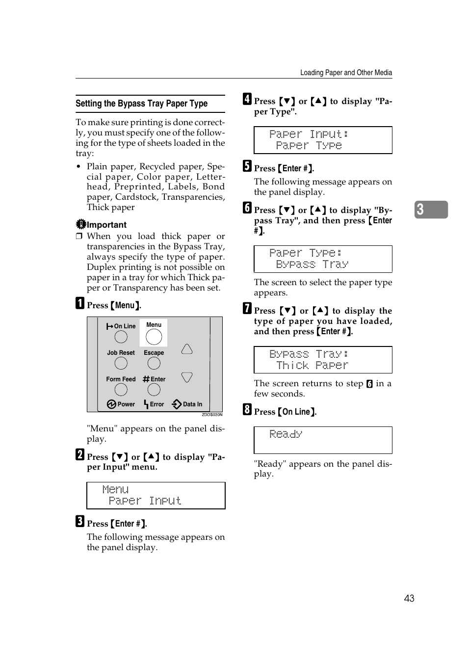 Setting the bypass tray paper type | Lanier AP2610 User Manual | Page 51 / 182