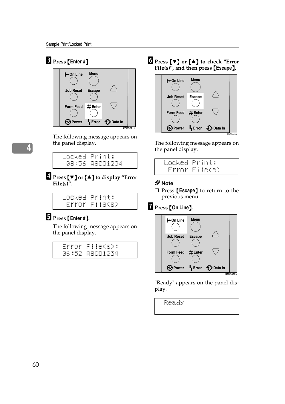 Locked print: error file(s) ready | Lanier AP2610 User Manual | Page 68 / 182