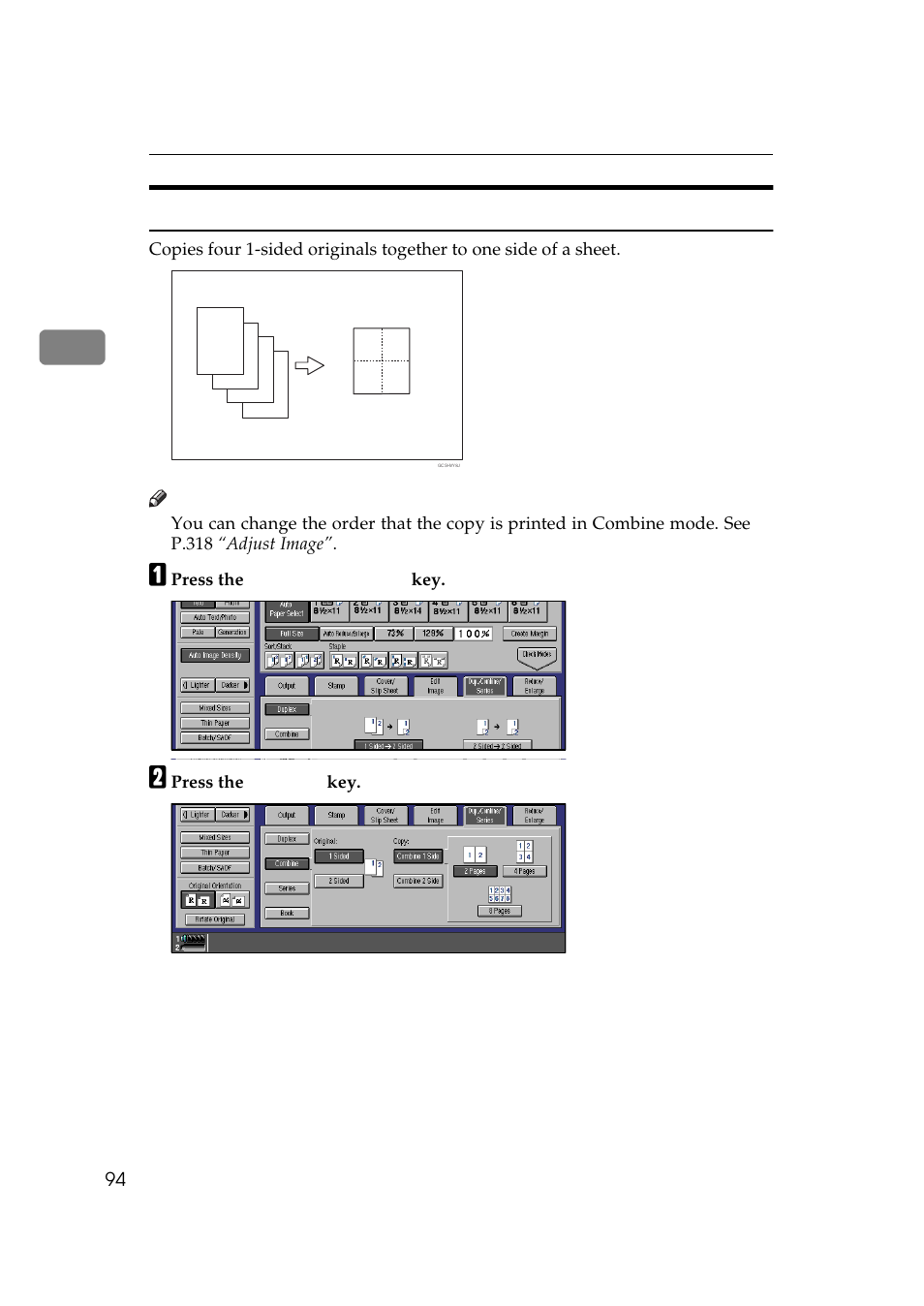 1 sided 4 pages → combine 1 side | Lanier 5484 User Manual | Page 108 / 368