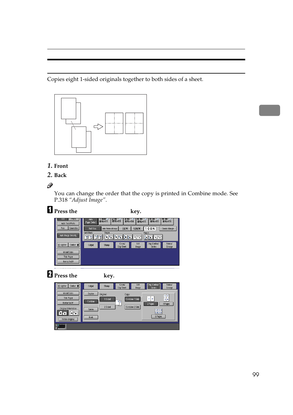 1 sided 8 pages → combine 2 side | Lanier 5484 User Manual | Page 113 / 368