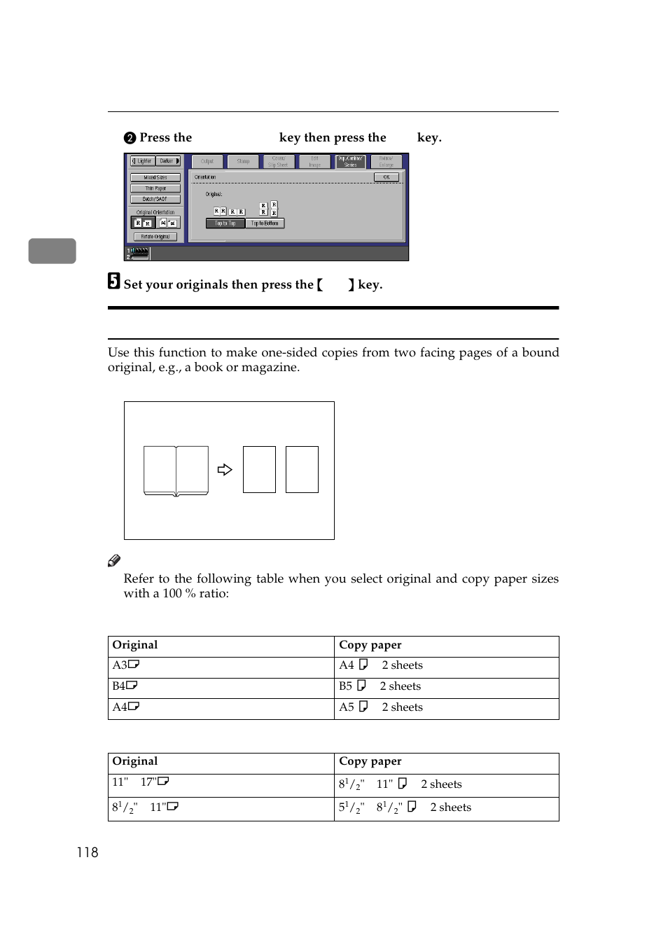 Book to 1 sided, Book → 1 sided | Lanier 5484 User Manual | Page 132 / 368