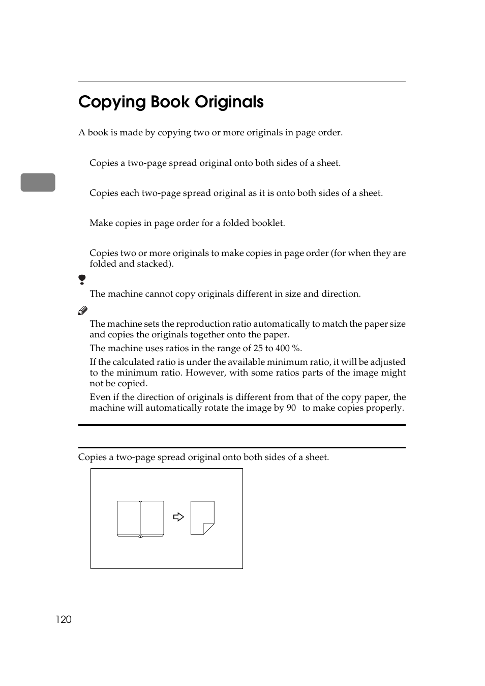 Copying book originals, Book to 2 sided, 2copying book originals | Book → 2 sided | Lanier 5484 User Manual | Page 134 / 368