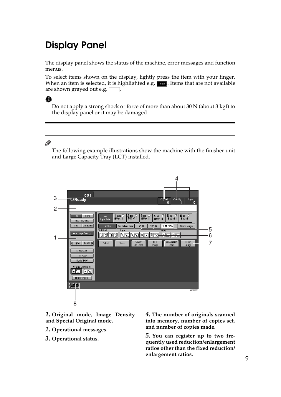 Display panel, Common displays and keys, S. see | P.9 “display, Panel | Lanier 5484 User Manual | Page 23 / 368