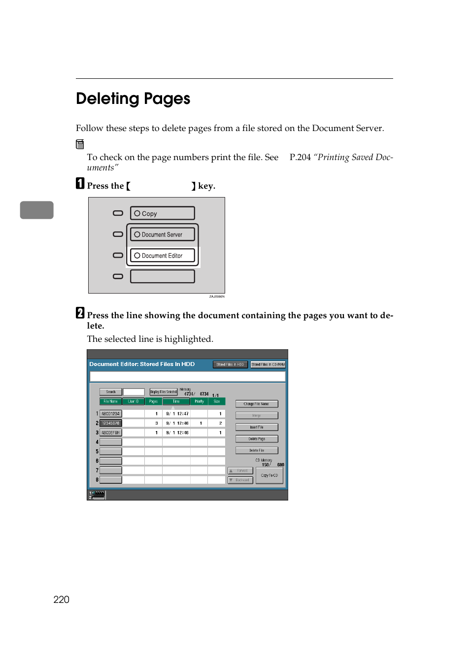 3deleting pages | Lanier 5484 User Manual | Page 234 / 368