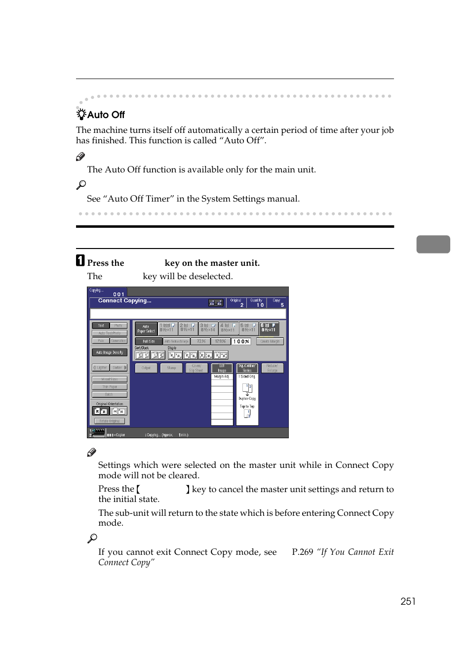 Exiting connect copy mode | Lanier 5484 User Manual | Page 265 / 368