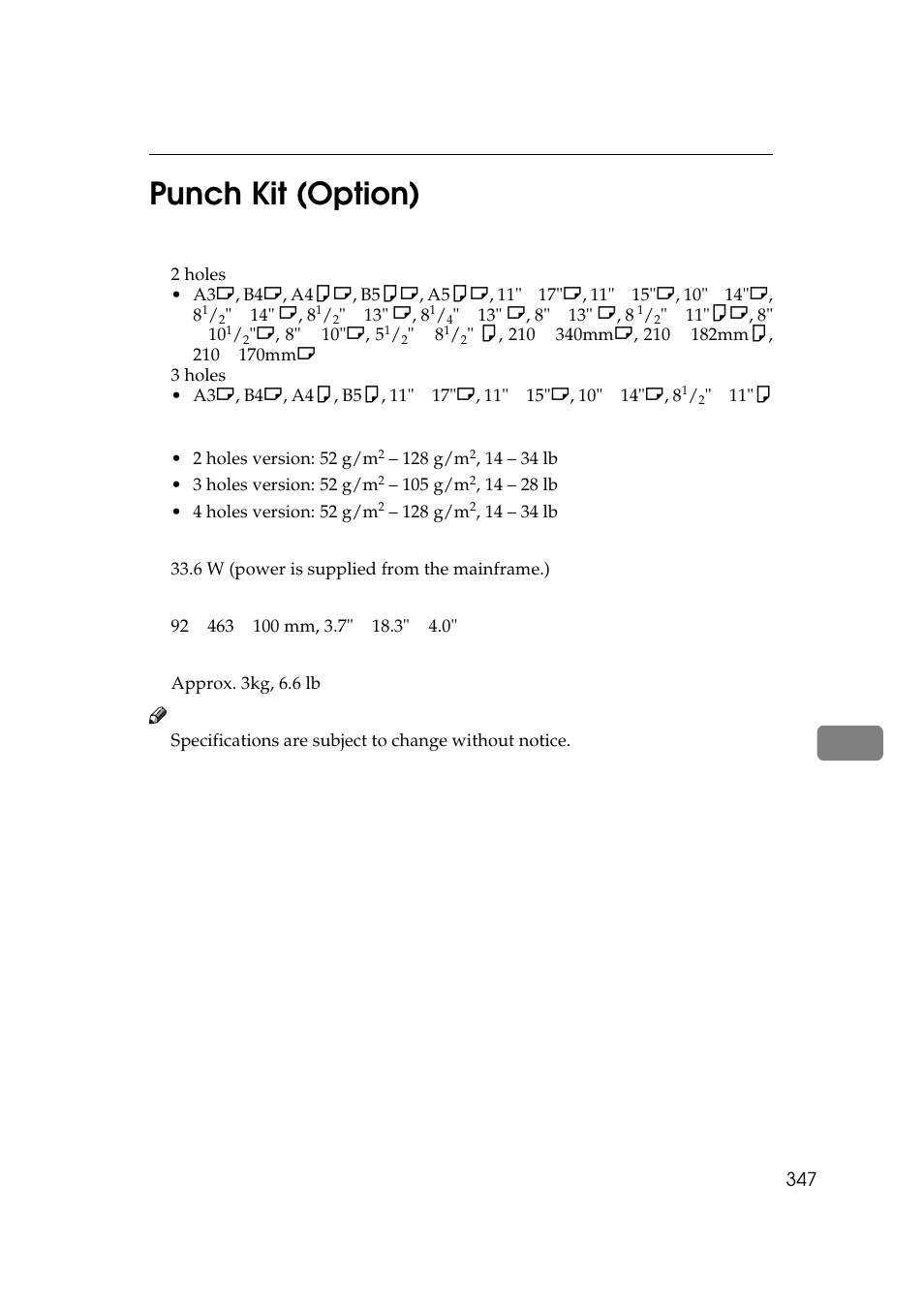 Punch kit (option), 8punch kit (option) | Lanier 5484 User Manual | Page 361 / 368