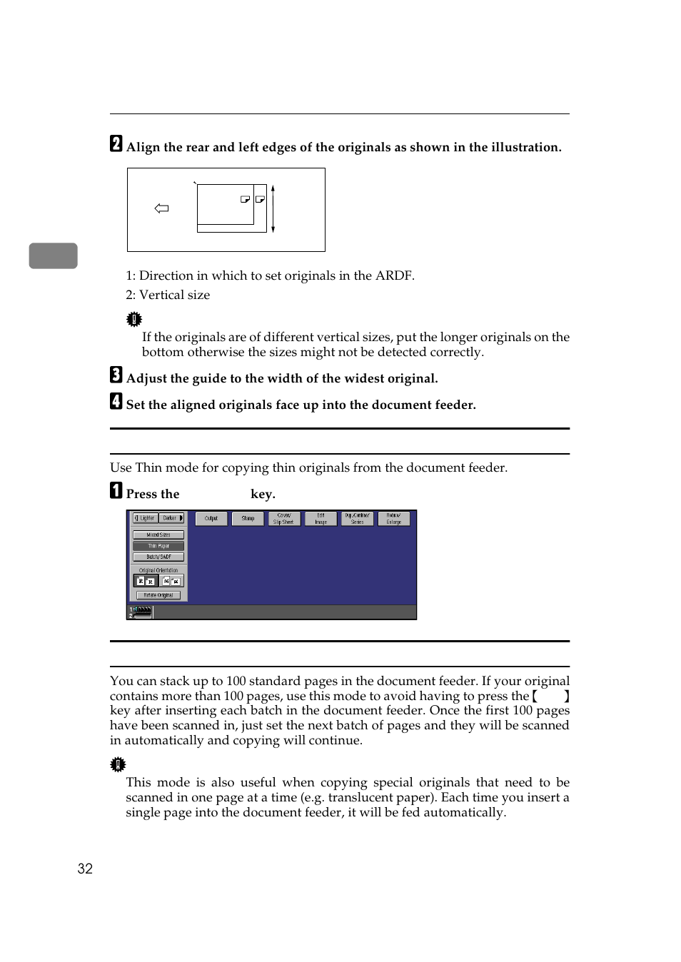 Thin mode, Batch/sadf mode | Lanier 5484 User Manual | Page 46 / 368