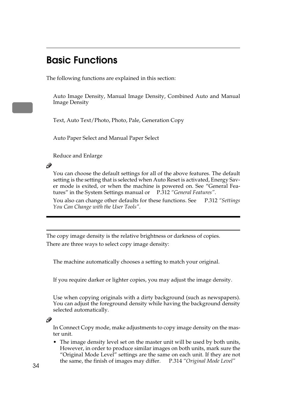 Basic functions, Adjusting copy image density, 2basic functions | Lanier 5484 User Manual | Page 48 / 368