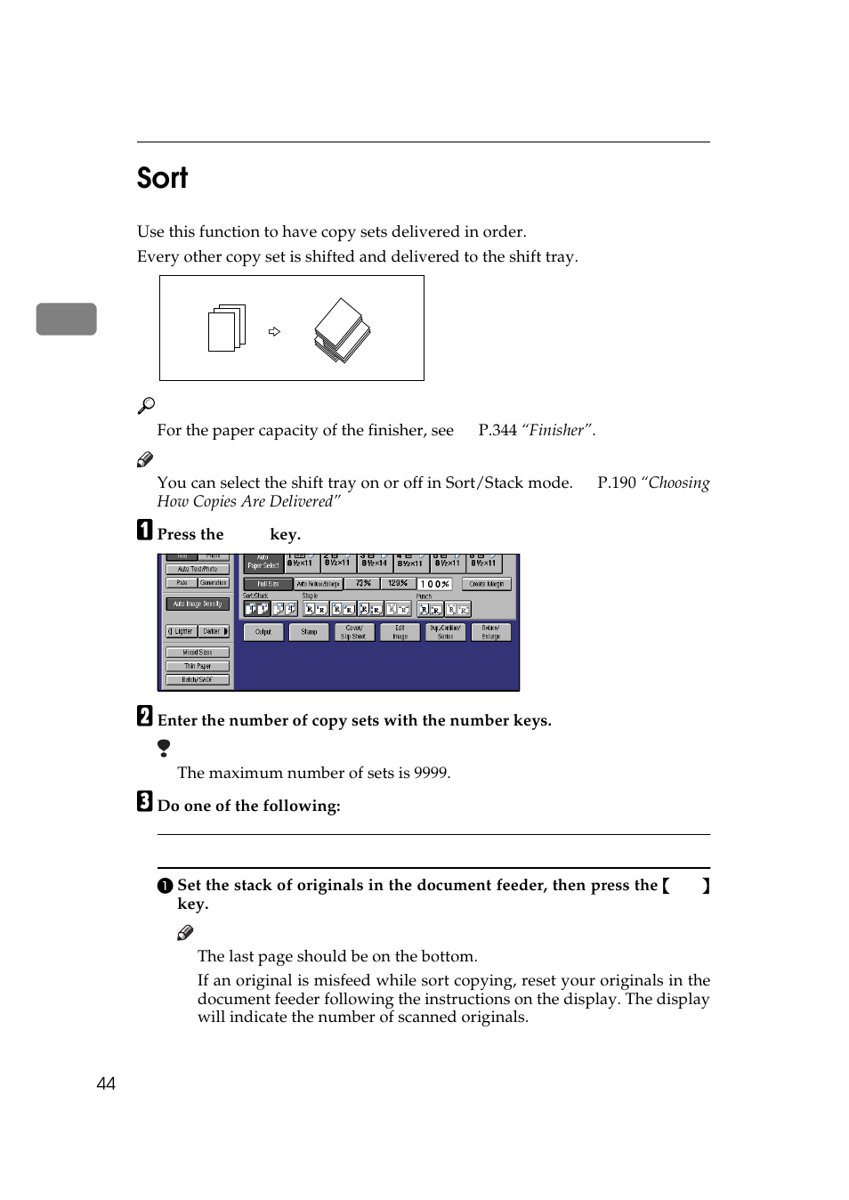 Sort, 2sort | Lanier 5484 User Manual | Page 58 / 368