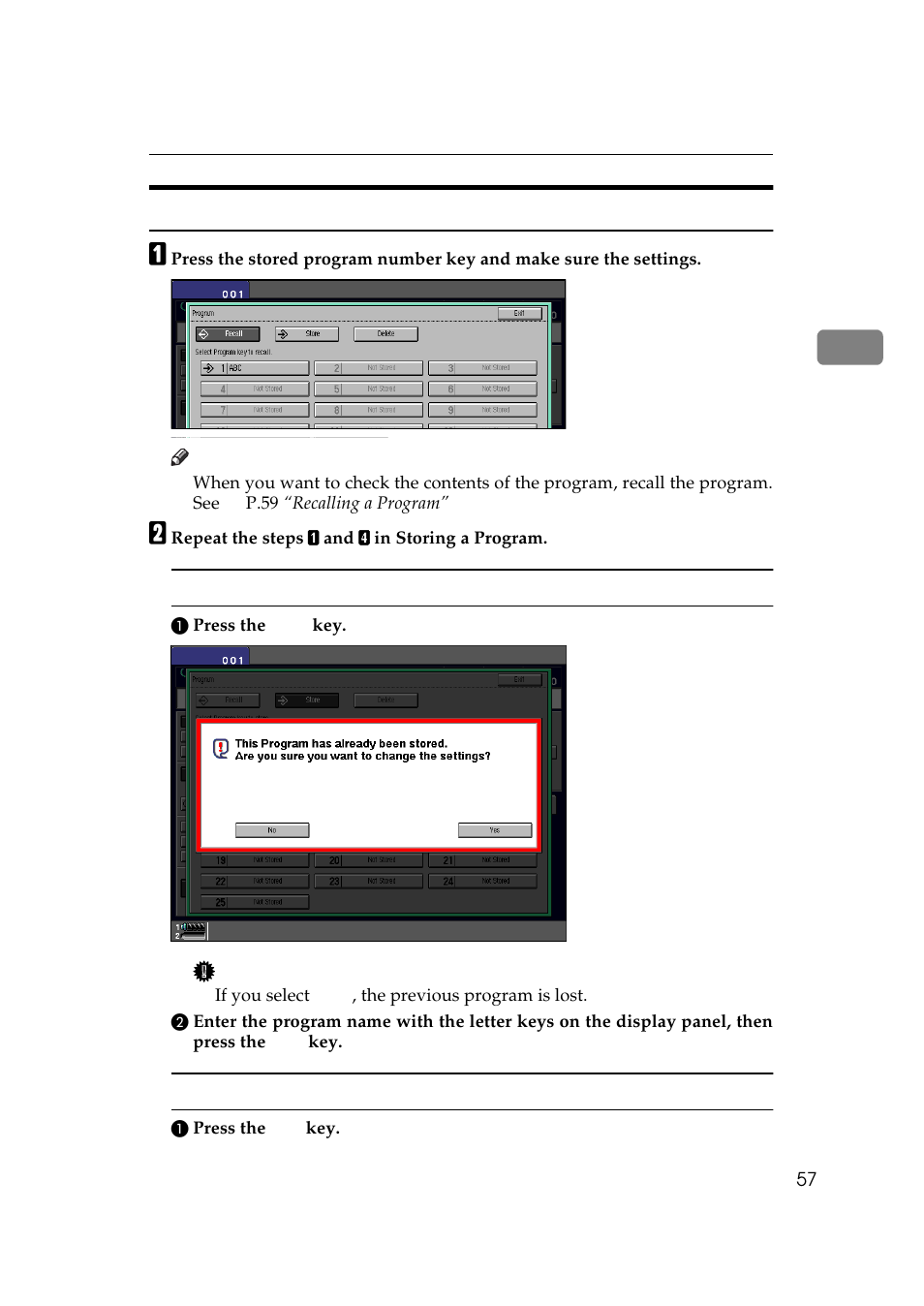 Changing stored program | Lanier 5484 User Manual | Page 71 / 368