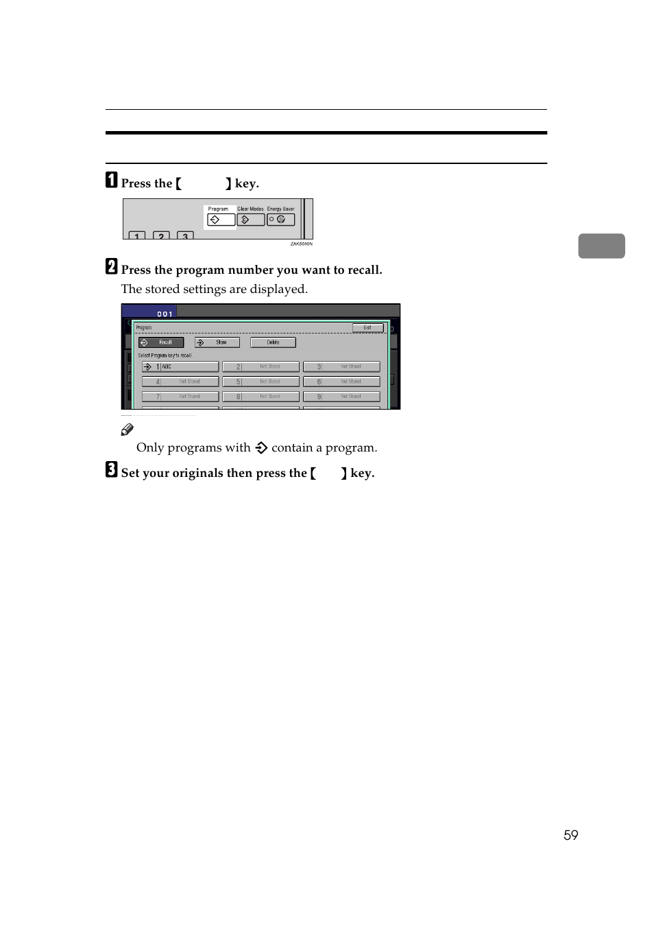 Recalling a program | Lanier 5484 User Manual | Page 73 / 368