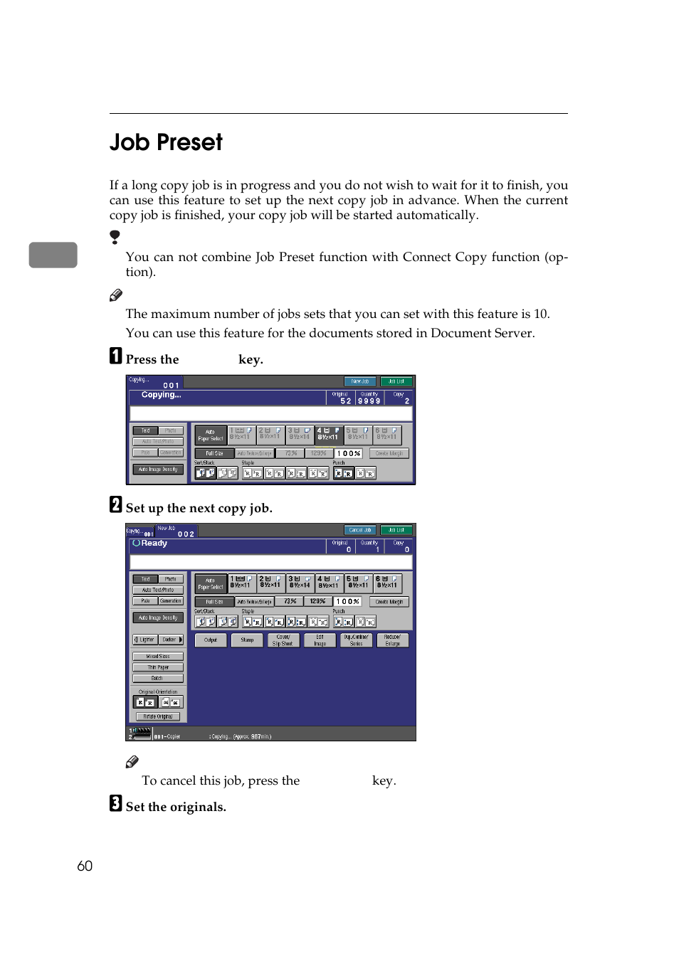 Job preset, 2job preset | Lanier 5484 User Manual | Page 74 / 368