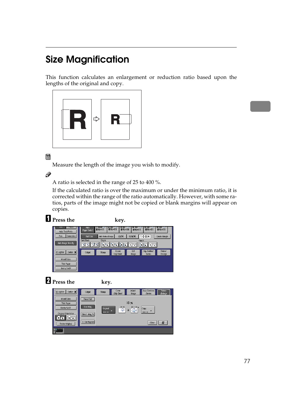 Size magnification, 2size magnification | Lanier 5484 User Manual | Page 91 / 368