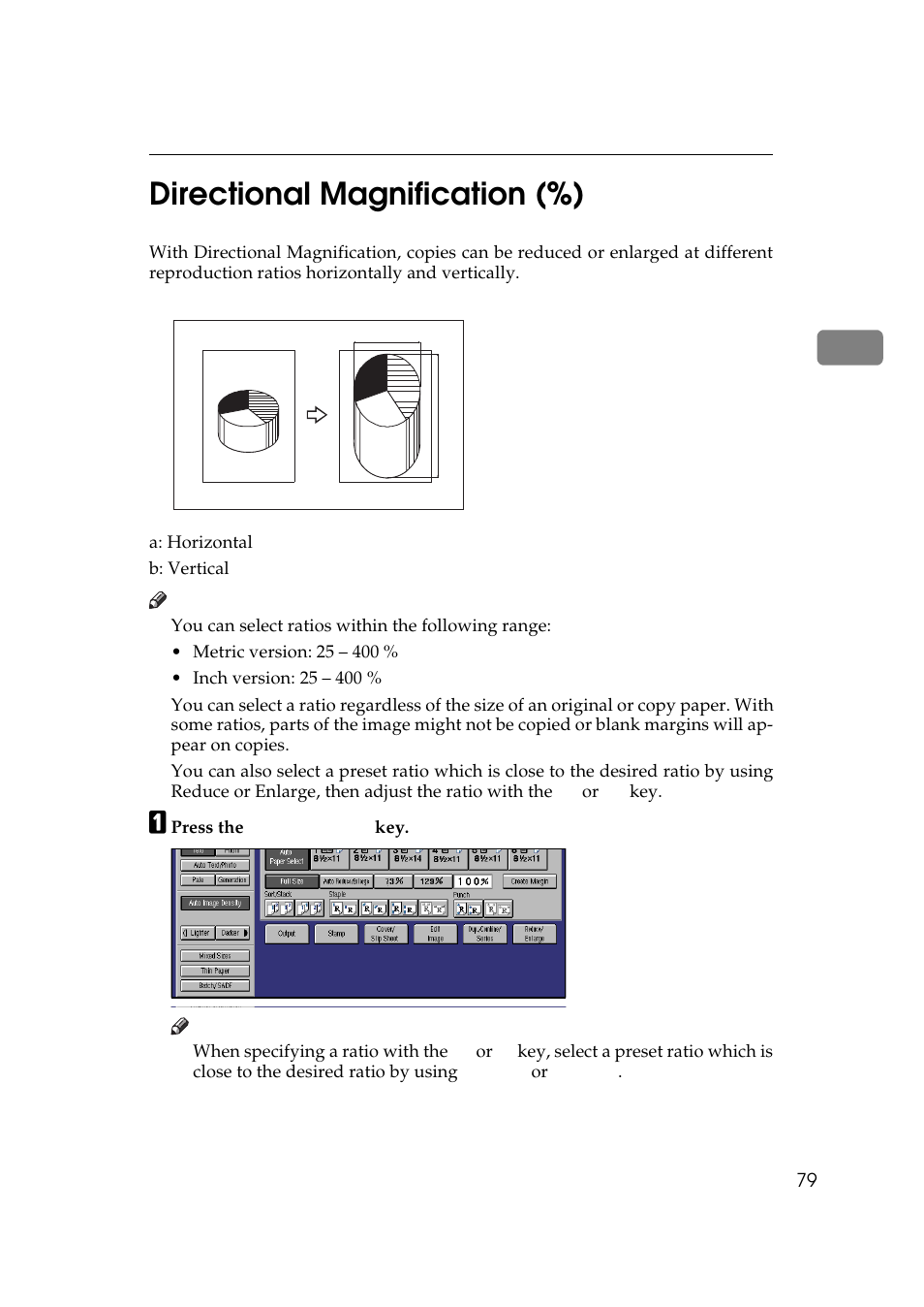 Directional magnification (%), 2directional magnification (%) | Lanier 5484 User Manual | Page 93 / 368