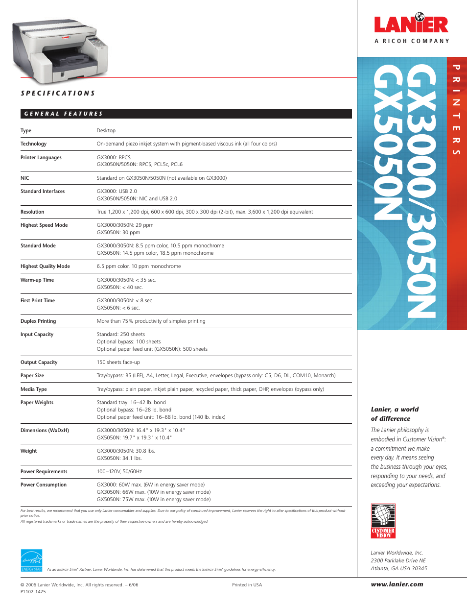 Gx30 0 0, Printers | Lanier GX5050N User Manual | Page 4 / 4