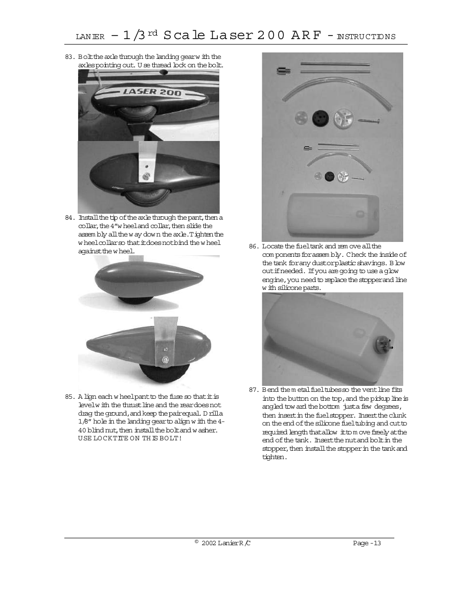 S ca le la ser 2 0 0 a r f | Lanier LASER 200 User Manual | Page 13 / 16