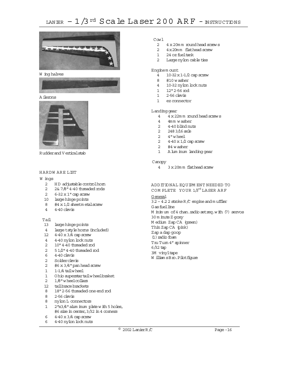 S ca le la ser 2 0 0 a r f | Lanier LASER 200 User Manual | Page 16 / 16