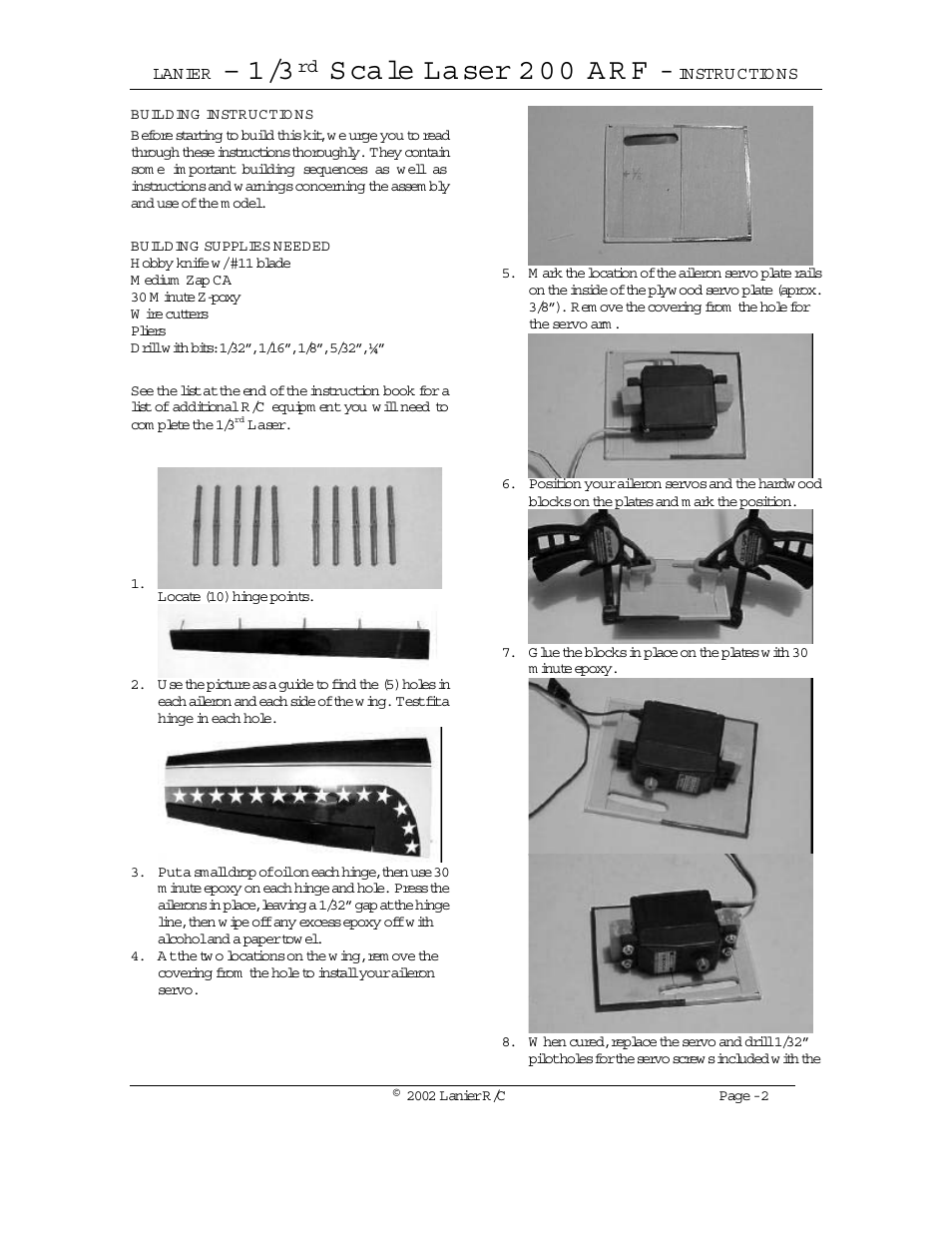 S ca le la ser 2 0 0 a r f | Lanier LASER 200 User Manual | Page 2 / 16