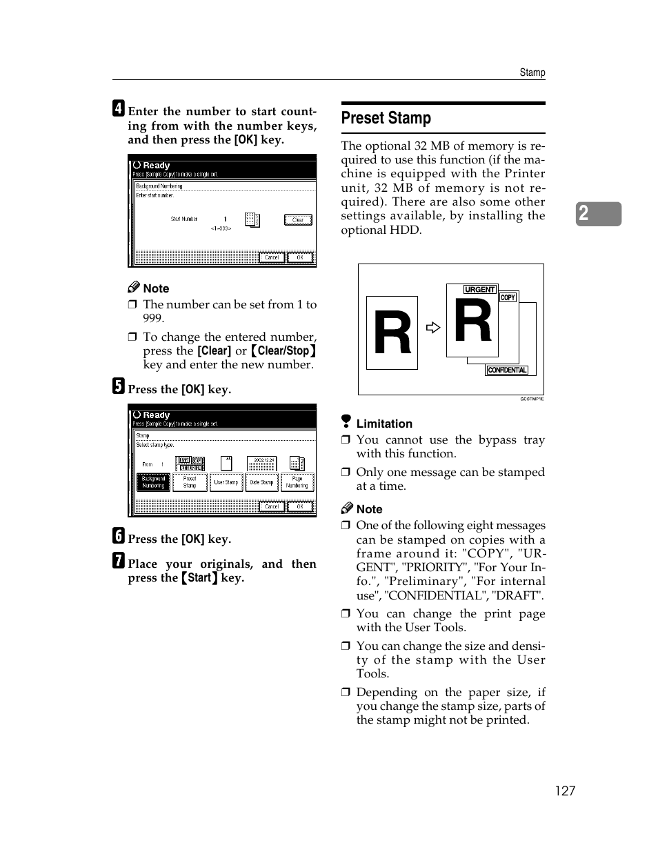 Preset stamp | Lanier 1027 User Manual | Page 139 / 246