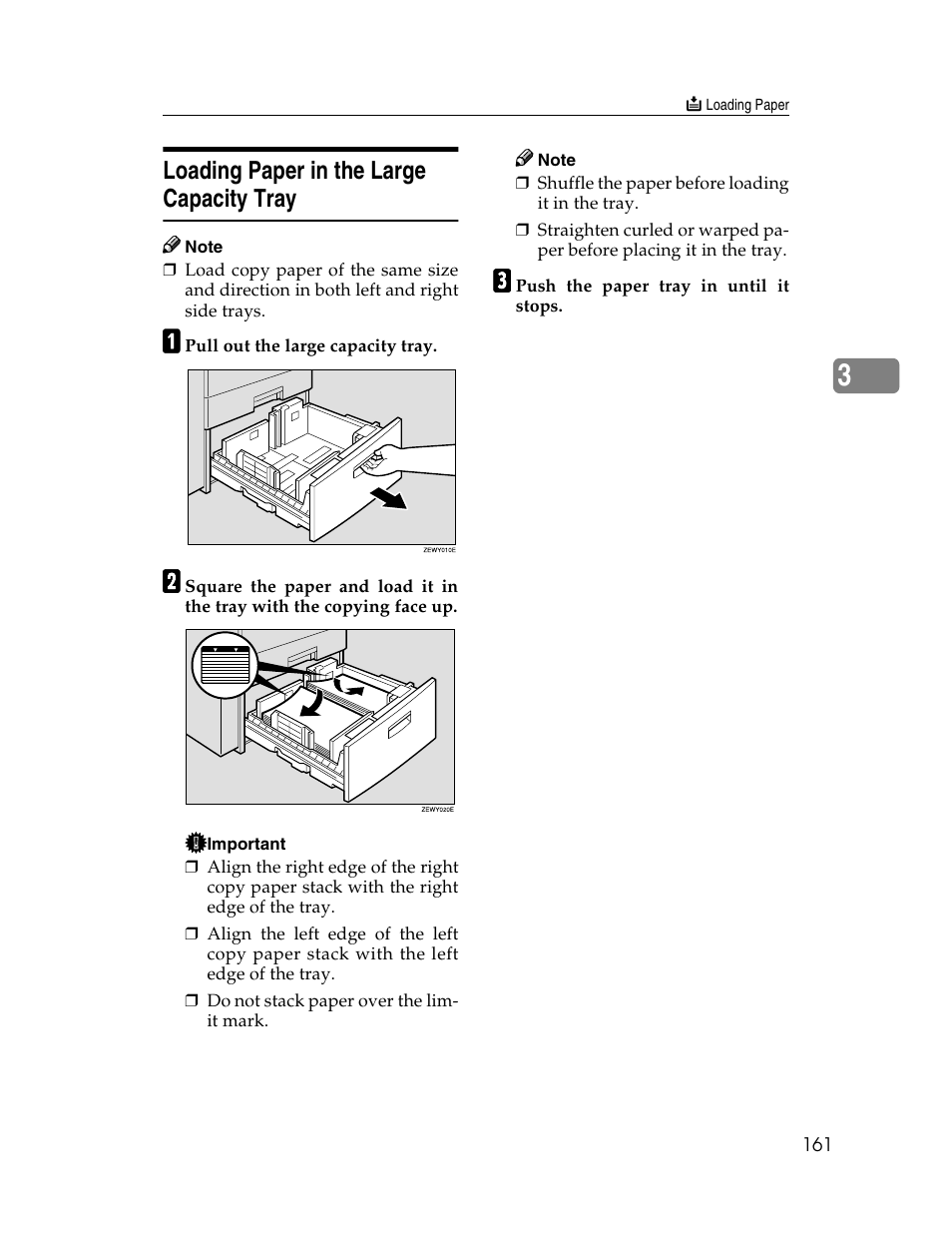 Loading paper in the large capacity tray | Lanier 1027 User Manual | Page 173 / 246