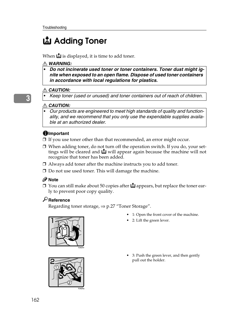 Adding toner | Lanier 1027 User Manual | Page 174 / 246