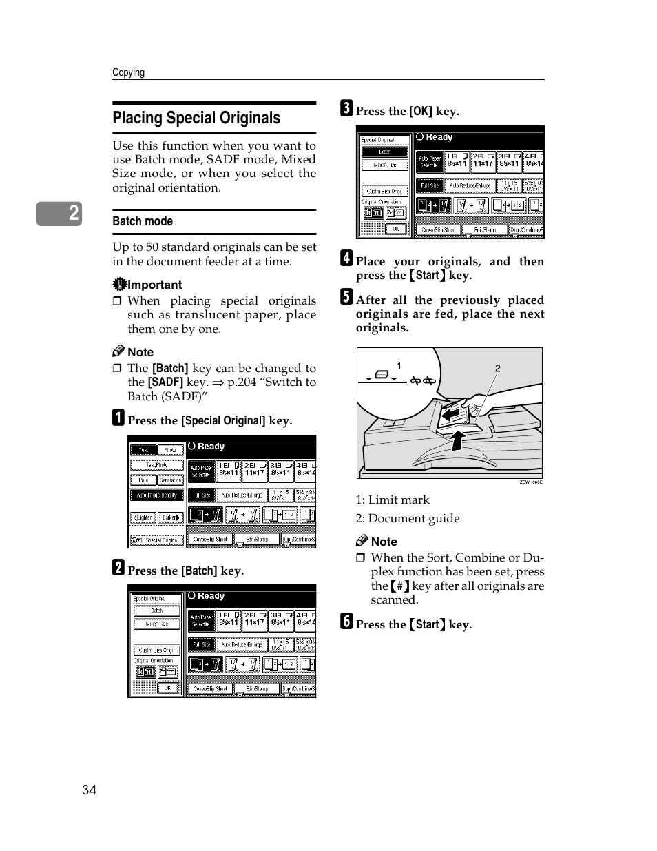 Placing special originals | Lanier 1027 User Manual | Page 46 / 246