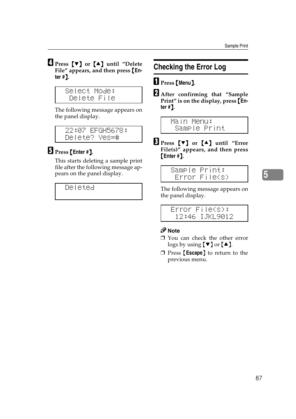 Checking the error log | Lanier AP3200 User Manual | Page 101 / 140