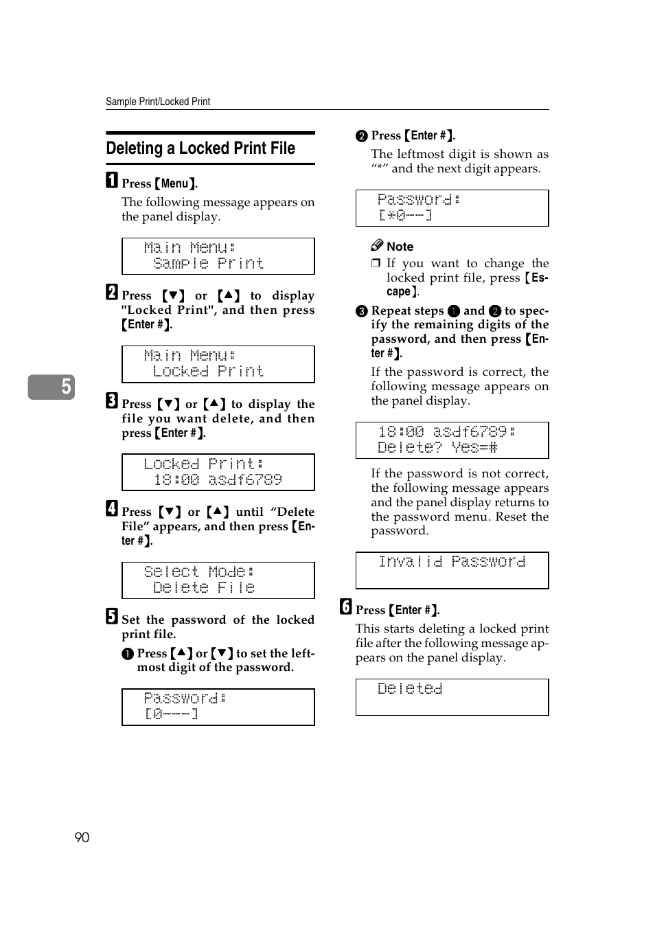 Deleting a locked print file | Lanier AP3200 User Manual | Page 104 / 140