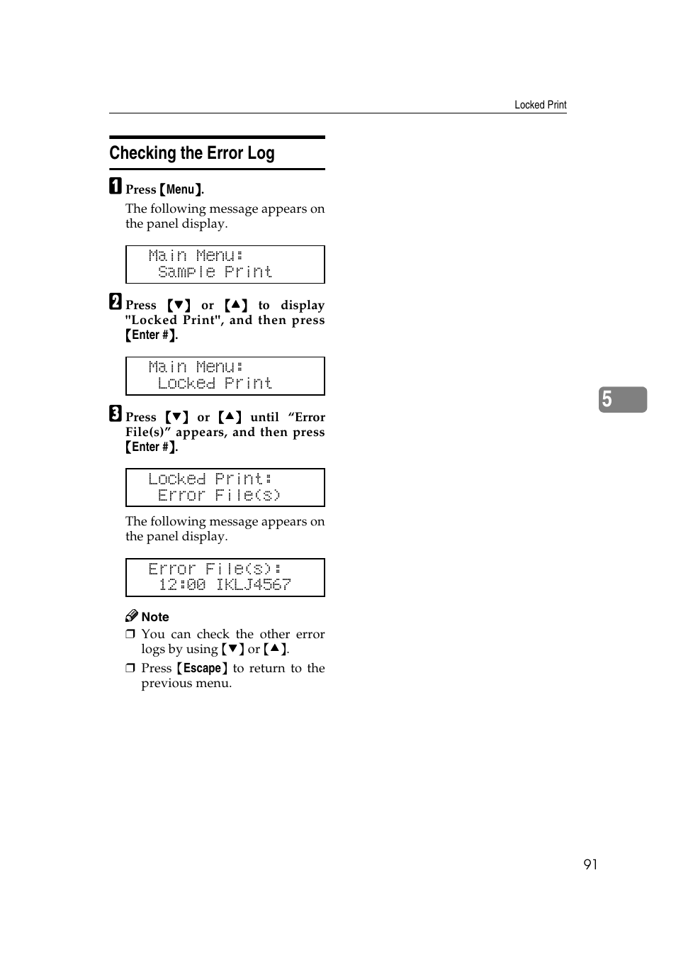 Checking the error log | Lanier AP3200 User Manual | Page 105 / 140