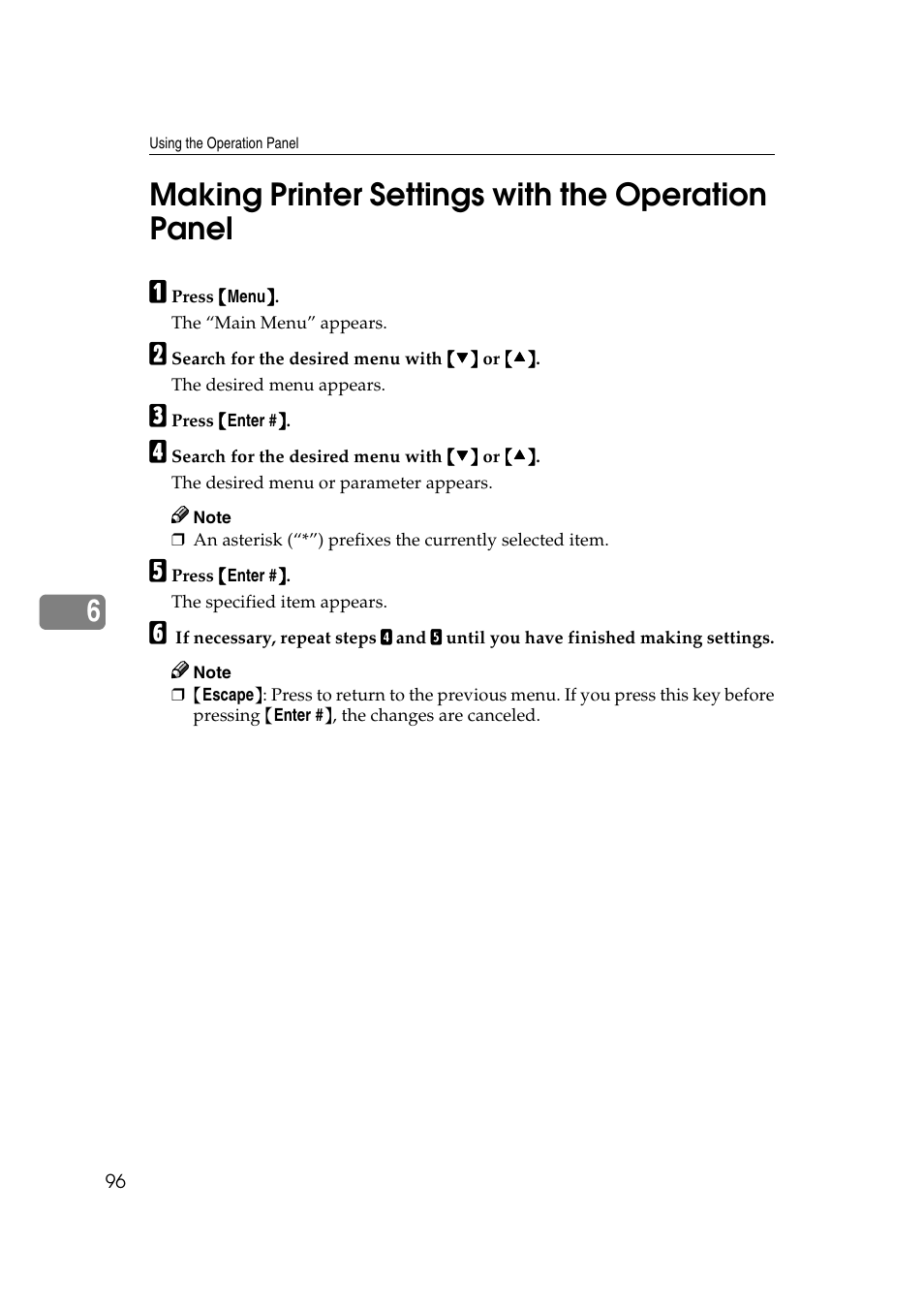 6making printer settings with the operation panel | Lanier AP3200 User Manual | Page 110 / 140