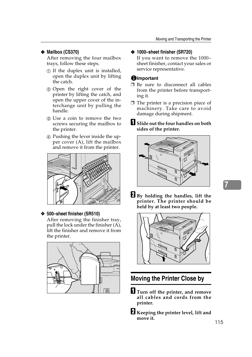 Moving the printer close by | Lanier AP3200 User Manual | Page 129 / 140