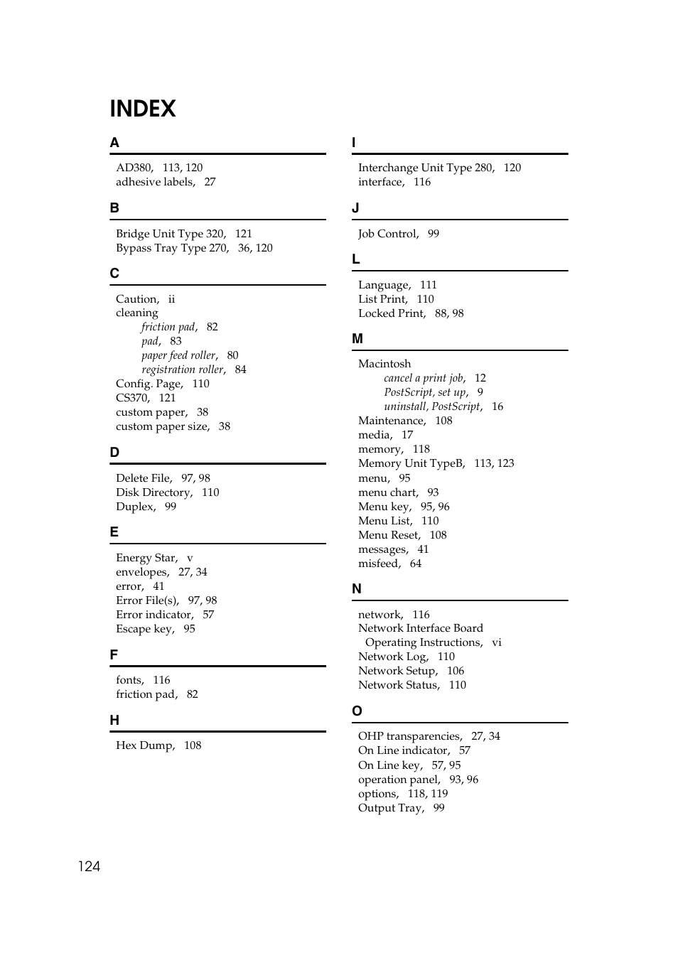 Index | Lanier AP3200 User Manual | Page 138 / 140