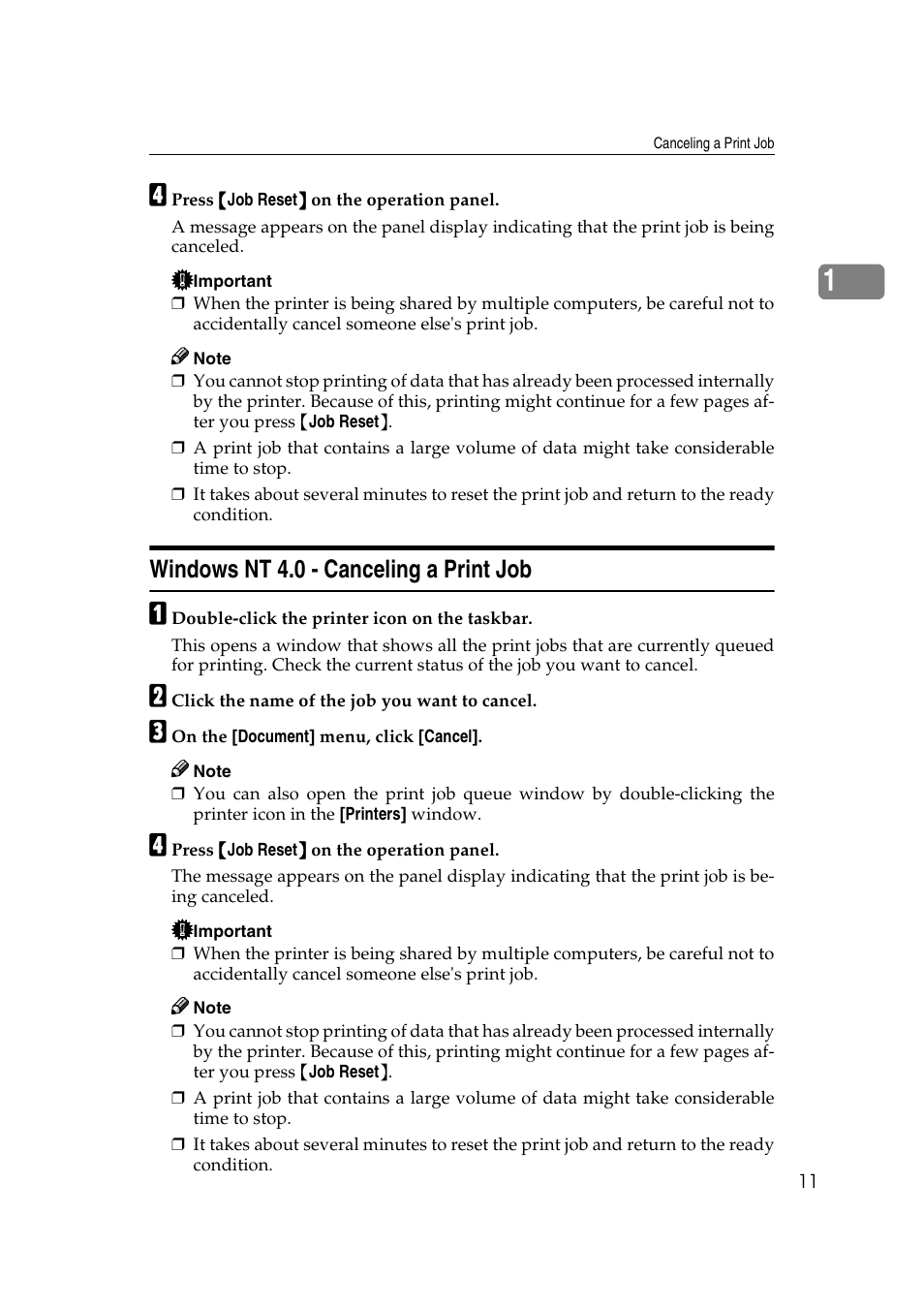 Windows nt 4.0 - canceling a print job | Lanier AP3200 User Manual | Page 25 / 140