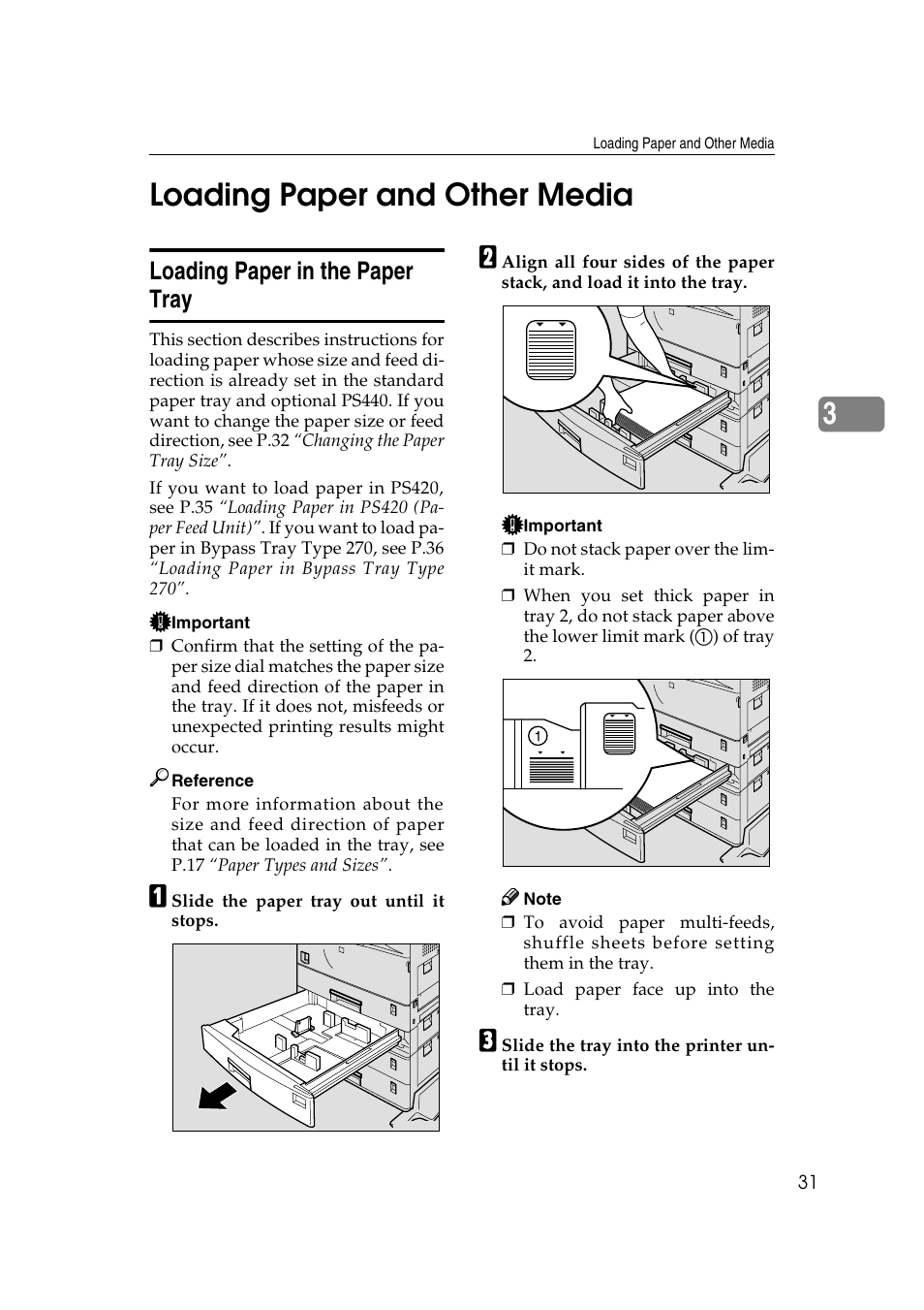 3loading paper and other media, Loading paper in the paper tray | Lanier AP3200 User Manual | Page 45 / 140