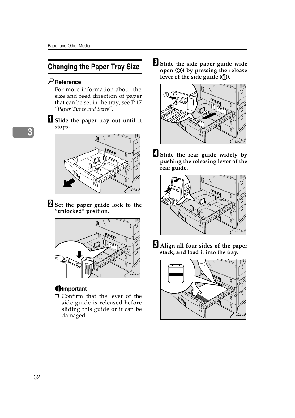 Changing the paper tray size | Lanier AP3200 User Manual | Page 46 / 140
