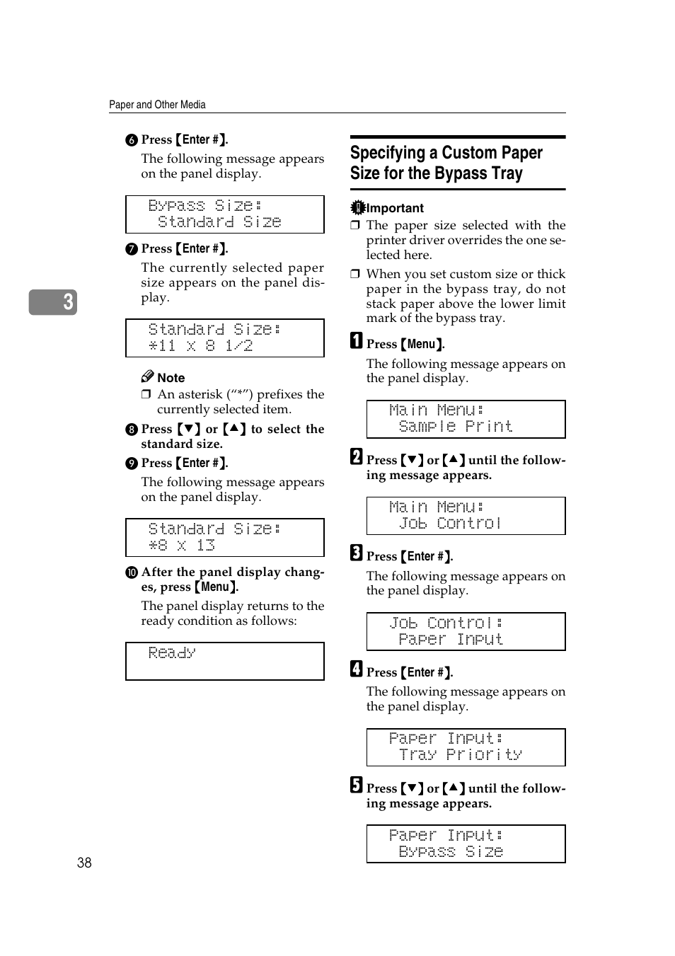 Specifying a custom paper size for the bypass tray | Lanier AP3200 User Manual | Page 52 / 140