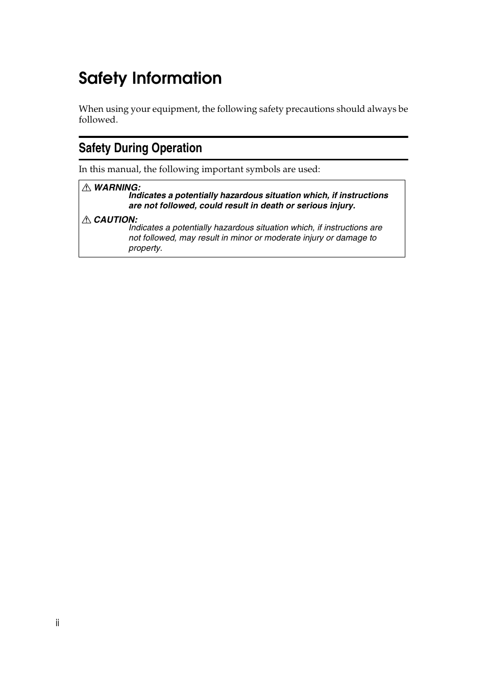 Safety information, Safety during operation | Lanier AP3200 User Manual | Page 6 / 140