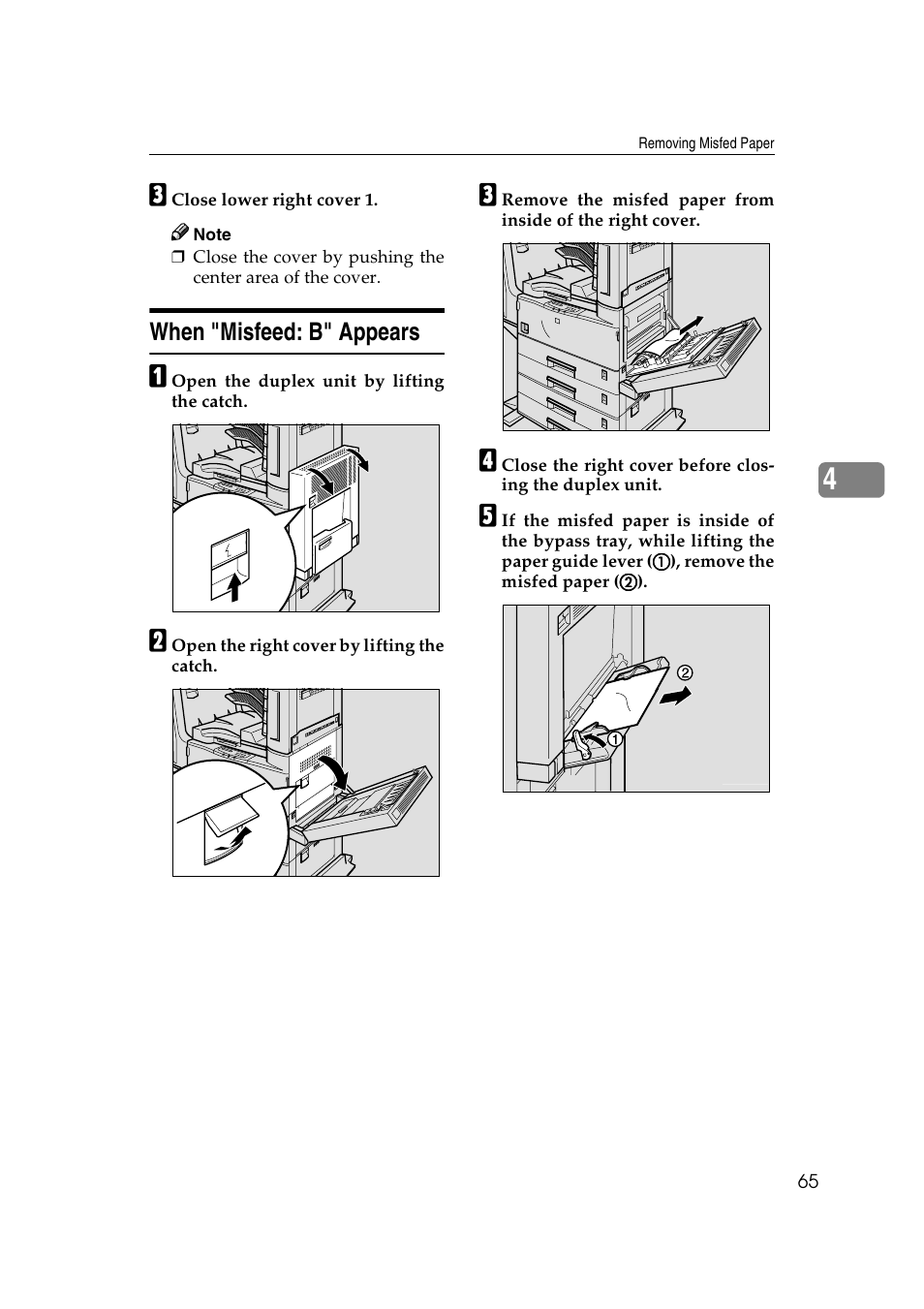When "misfeed: b" appears | Lanier AP3200 User Manual | Page 79 / 140