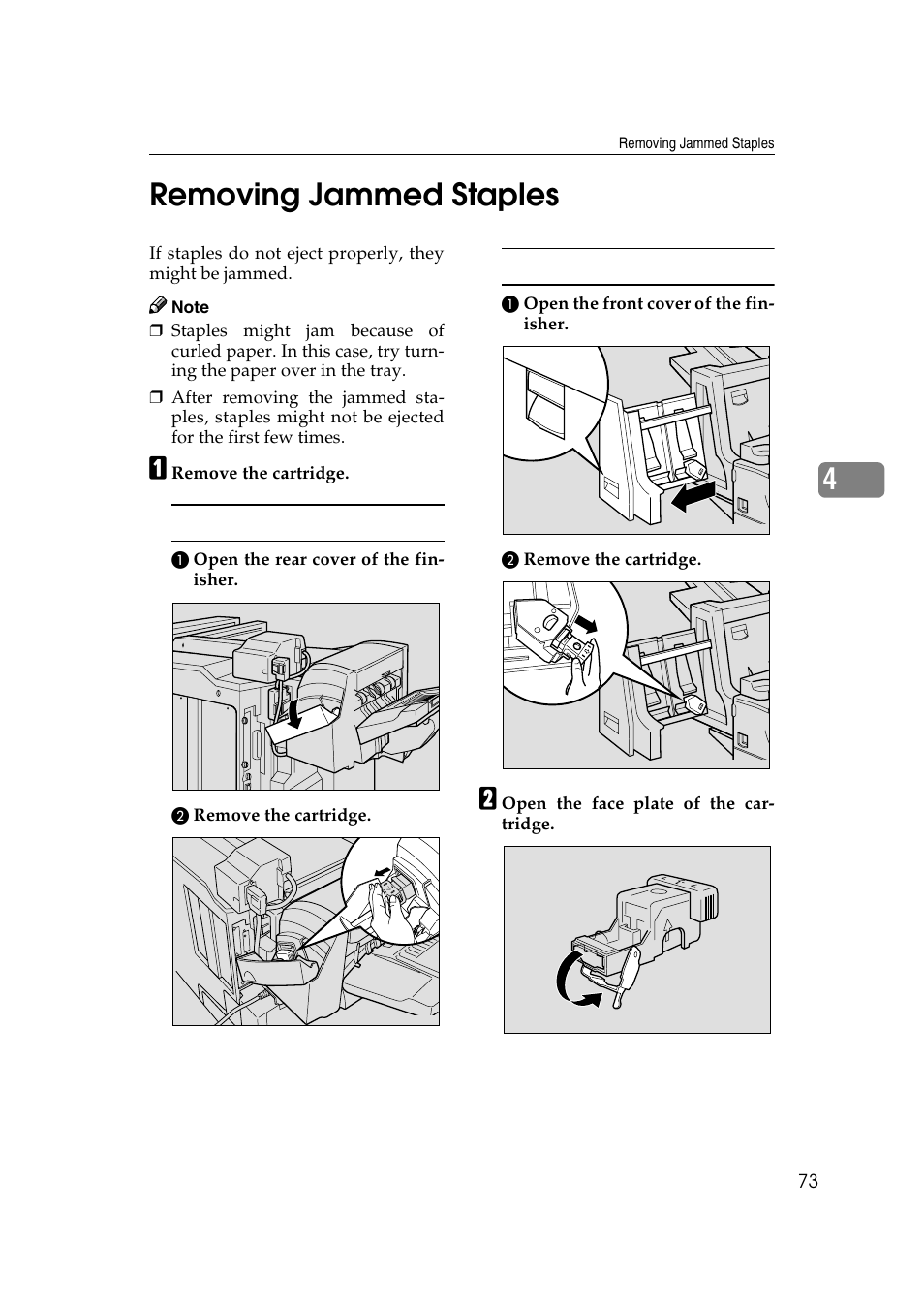 4removing jammed staples | Lanier AP3200 User Manual | Page 87 / 140