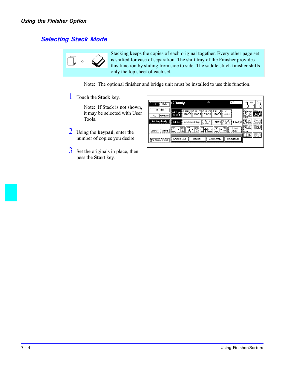 Selecting stack mode, Selecting stack mode -4 | Lanier 5635 User Manual | Page 200 / 288