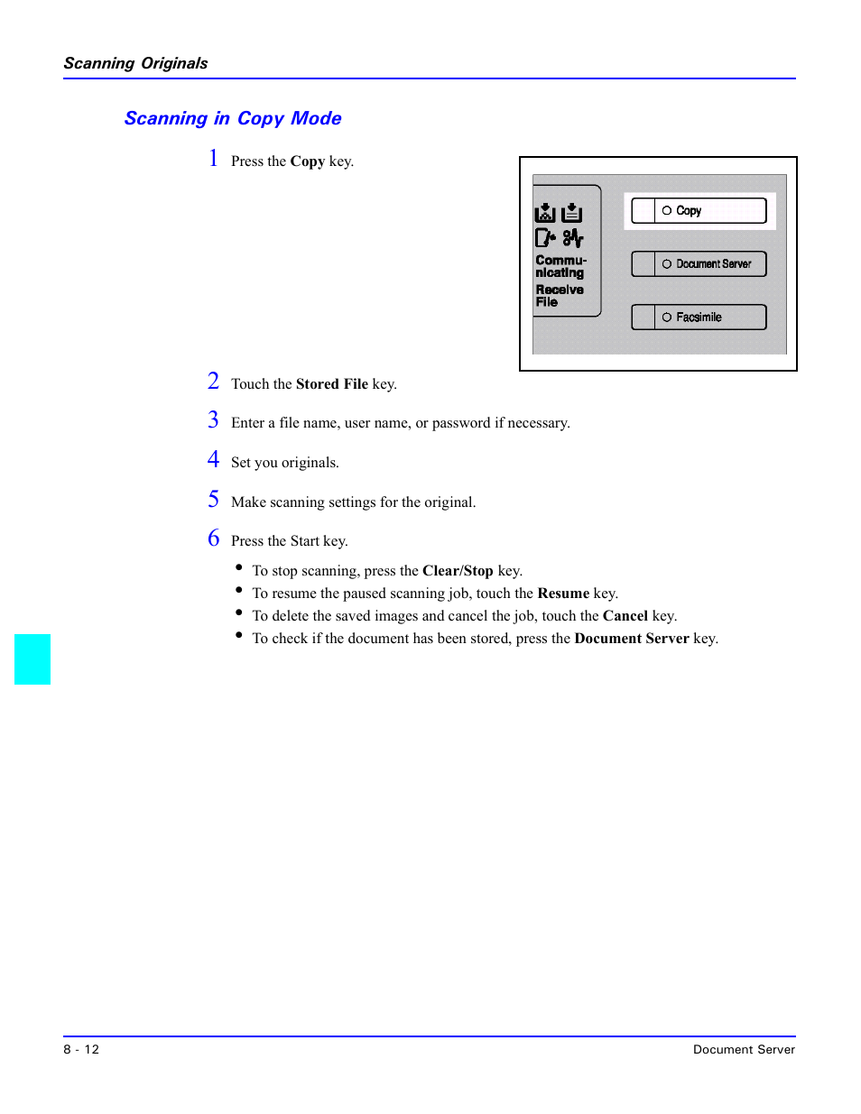 Scanning in copy mode, Scanning in copy mode -12 | Lanier 5635 User Manual | Page 216 / 288