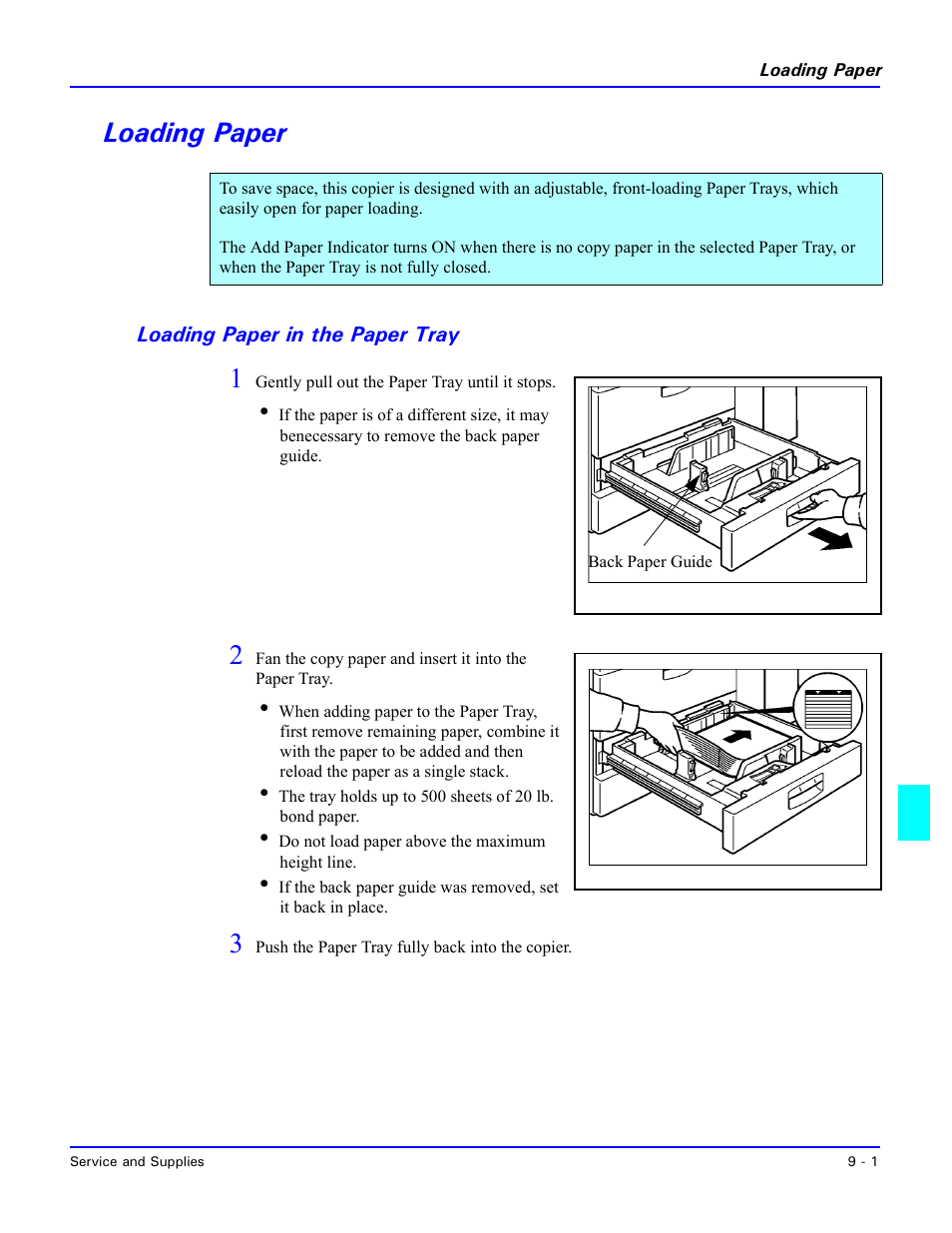 Loading paper, Loading paper in the paper tray, Loading paper -1 | Loading paper in the paper tray -1 | Lanier 5635 User Manual | Page 227 / 288