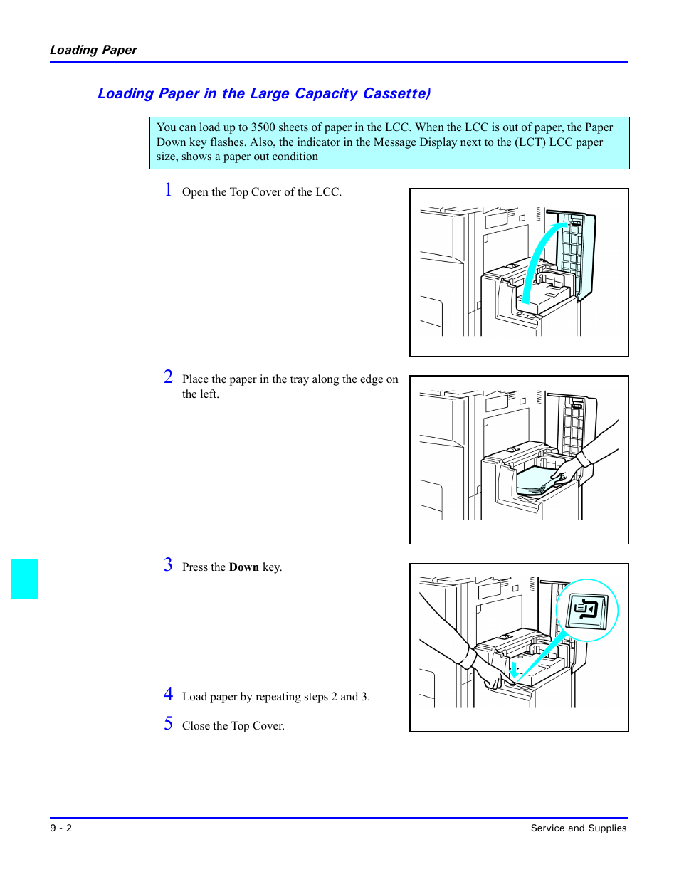 Loading paper in the large capacity cassette), Loading paper in the large capacity cassette) -2 | Lanier 5635 User Manual | Page 228 / 288