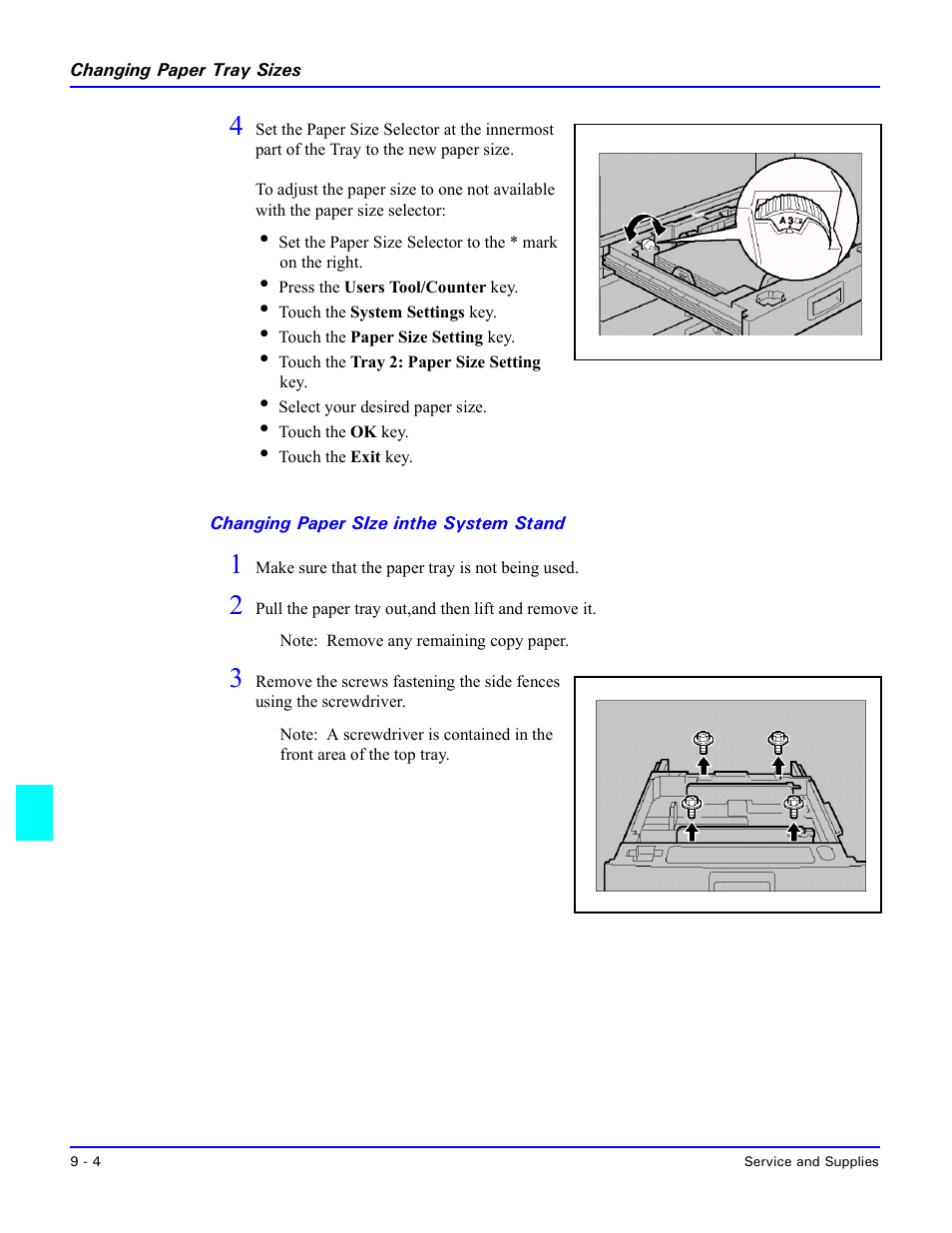 Changing paper size inthe system stand | Lanier 5635 User Manual | Page 230 / 288