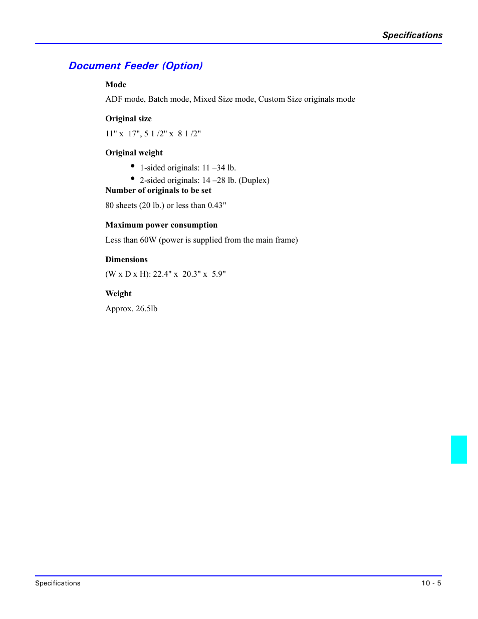 Document feeder (option), Document feeder (option) -5 | Lanier 5635 User Manual | Page 263 / 288