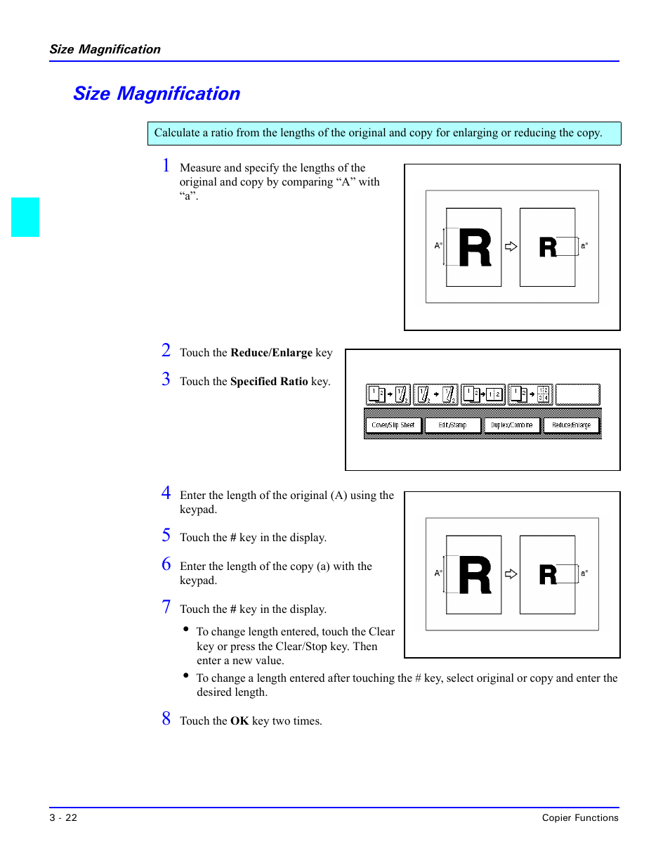 Size magnification, Size magnification -22, Size magnification 1 | Lanier 5635 User Manual | Page 50 / 288